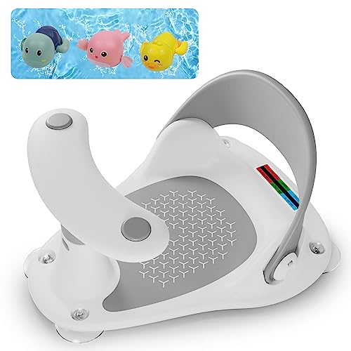Baby Bath Seat, Infant Bath Seat for Babies 6 Months & Up, Baby Bathtub Seat with Baby Bath Thermometer/4 Strong Suction Cup Non-Slip, Compact and Foldable Toddler Bath Seat