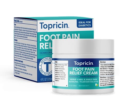 Topricin Foot Pain Relief Cream - Natural and Odor-Free Moisturizing Cream, 4 ounce - Jar