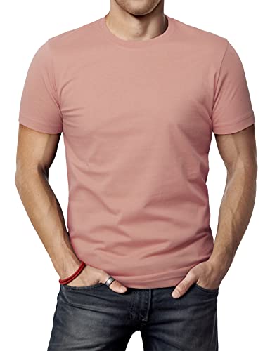 H2H Cotton T-Shirts for Men Short Sleeve Crew Neck CORALPINK US L/Asia XL (CMTTS0198)
