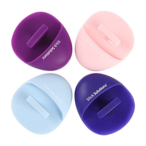 Slick- Silicone Facial Cleansing Brush, 4 Pack, Face Scrubber Exfoliator, Exfoliating Face Wash Brush