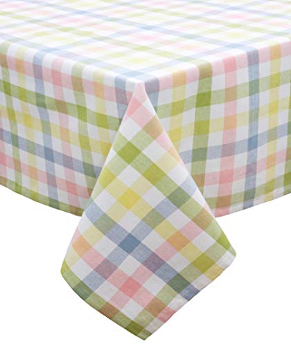 COTTON CRAFT Countryside Classic Gingham Buffalo Check Plaid Tablecloth - Premium Cotton - Spring Easter Bunny Luncheon Dinner - Table Cover - 60 inch x 120 inch - Yellow Multi