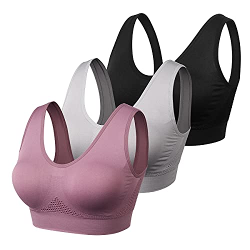 Sports Bras for Women No Underwire Comfort Seamless Everyday Bras for Yoga Sleeping Nursing Walking with Removable Pads X-Large