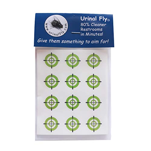 Urinal Fly Toilet Stickers, 12 Pack, Lime Green Target, 80% Cleaner Bathrooms in Minutes!