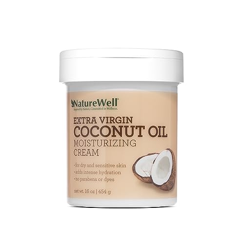 NATURE WELL Extra Virgin Coconut Oil Moisturizing Cream for Face, Body, & Hands, Restores Skin's Moisture Barrier, Provides Intense Hydration For Dry & Dull Skin,16 Oz (Packaging May Vary)