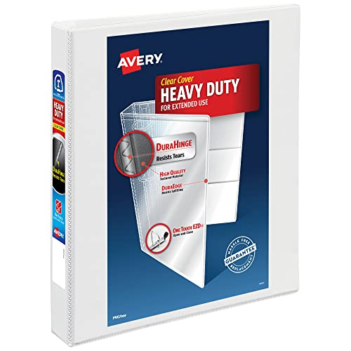 Avery Heavy-Duty View 3 Ring Binder, 1' One Touch EZD Rings, 1 White Binder (79199)