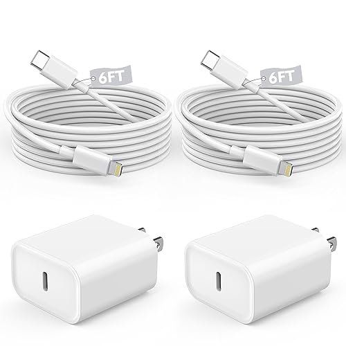 Fast Charger iPhone,iPhone Charger Fast Charging 2Pack USB C Wall Charger Block Fast iPhone Charger 6FT Type-C USB C to Lightning Cables Cord for iPhone 14/14Plus/13/12/11 Pro Max,Mini,8, iPad/AirPods