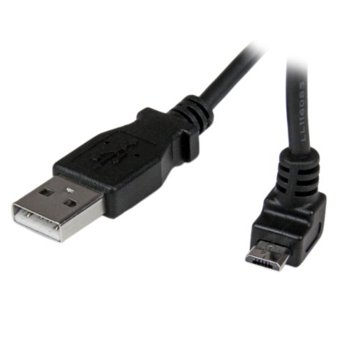 StarTech.com 2m Micro USB Cable Cord - A to Up Angle Micro B - Up Angled Micro USB Cable - 1x USB A (M), 1x USB Micro B (M) - Black (USBAUB2MU), 2m / 6 feet