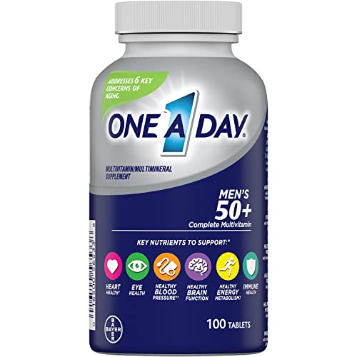 One A Day Men’s 50+ Multivitamins, Supplement with A, C, D, E and Zinc for Immune Health*, Calcium & More, 100 Tablets