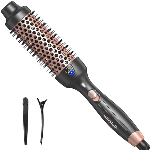 Wavytalk Pro Thermal Brush for Blowout Look, 1 1/2 Inch Ionic Heated Round Brush Makes Hair Smoother, Dual Voltage Thermal Round Brush Get Natural Curls, Easy to Use, 30S Fast Heating