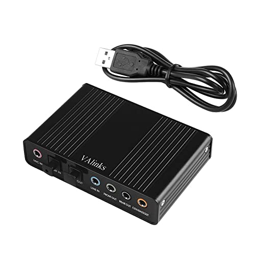 VAlinks USB 2.0 External Sound Card 6 Channel 5.1 Surround Optical S/PDIF Audio Sound Card Adapter for PC Laptop Recording Compatible with Windows 10/8 / 7/ XP