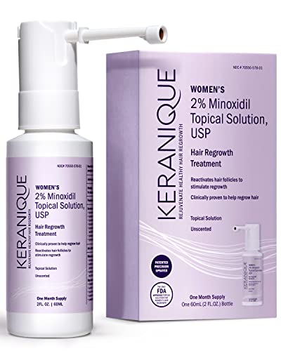Keranique Hair Regrowth Treatment for Women - 2% Minoxidil for Hair Growth & Thickening - Topical Solution Scalp Treatment for Hair Loss & Thinning w/ Precision Spray Applicator - 2 Fl Oz