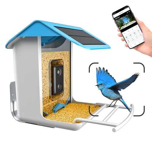 Farmice Bird Feeder with Camera, Smart Bird Feeder with Camera, Bird Feeder Camera Auto Capture Birds and Notify, Free AI Recognition Forever, Bird Watching Camera Gifts for Bird Lover