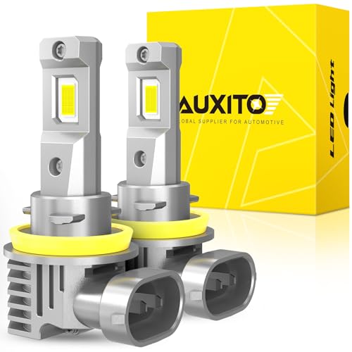 AUXITO H11/H8/H16 LED Fog Light Bulbs or DRL, 6500K Cool White Light, 600% Super Brightness, Fanless Mini Size Fog Lights Replacement for Cars, Play and Plug (Pack of 2)