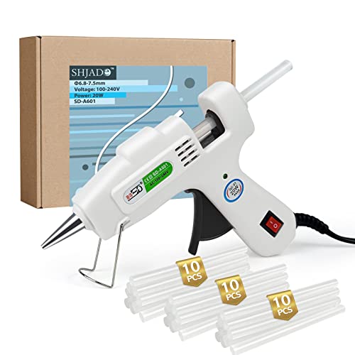 SHJADE Hot Glue Gun with 30 Glue Sticks, Fast Preheating Hot Melt Gun, Mini Glue Gun Kit for Kids DIY School Craft Projects and Quick Home Repairs, 20W White