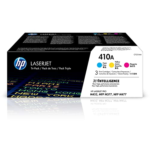 HP 410A Cyan, Magenta, Yellow Toner Cartridges | Works with HP Color LaserJet Pro M452 Series, HP Color LaserJet Pro MFP M377, M477 Series | CF251AM, 4.8' x 14.3' x 12', 3 Count (Pack of 1)