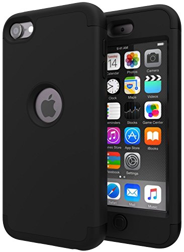 iPod Touch 7/ Touch 6 Case,SLMY(TM) Heavy Duty High Impact Armor Case Cover Protective Case for Apple iPod Touch 5/6/7th Generation Black/Black