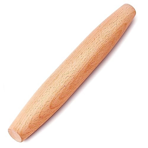 French Rolling Pin for Baking - AMPSEVEN Wooden Rolling Pin Dough Roller for Pizza Fondant Pasta Dumpling tortillas (20cm(7.9inch))