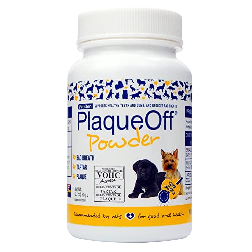 ProDen PlaqueOff Powder for Pets - Cat & Dog Breath Freshener - Plaque & Tartar Remover for Pet Oral Care - 60g