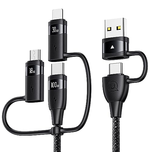 100W USB C Multi Charging Cable, USAMS 4FT 5-in-1 5A Fast Sync Charger Adapter Nylon Braided Type-C Cable for Laptop/Tablet/Phone and More
