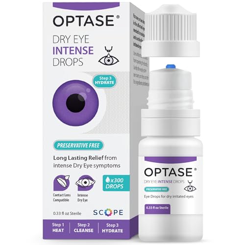 Optase Dry Eye Intense Drops - Preservative Free Eye Drops for Long Lasting Relief - Artificial Tears to Relieve Severe Dry Eye Symptoms - Multidose Bottle - Step 3 Hydrate - .33 fl oz, 300 Doses