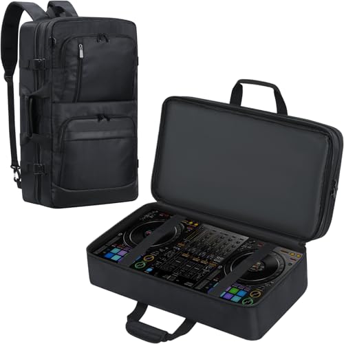 DJ Controller Case Compatible with DDJ 400/ DDJ-FLX4/ DDJ-REV1, DJ Carrying Case DJ Backpack Padded with Multi-pocket, DJ Mixer Case DJ Gig-bag for DJ Controller & Accessories (21.4*11.6*3.9 inches)