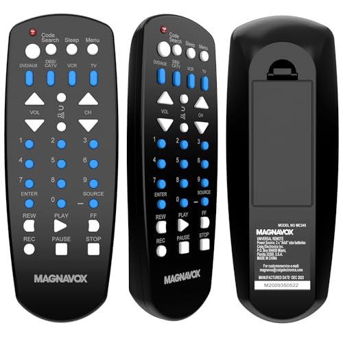 Magnavox MC345 4 in 1 Universal Remote Control | Control Up to 4 Devices with 1 Remote | Works with Most Major Brands | Works with TV, DVD, VCR and Satellite |