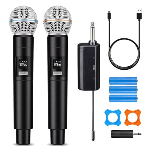 HUACAM Professional Karaoke Microphone Set, Dual Vocal Pickup, Easy Setup, USB Rechargeable, LED Display, Compatible with Karaoke Machines and More