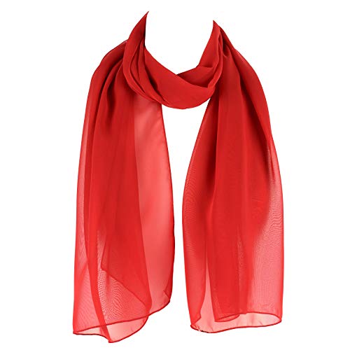 Hat To Socks Chiffon Scarf Sheer Wrap for Women (Red)