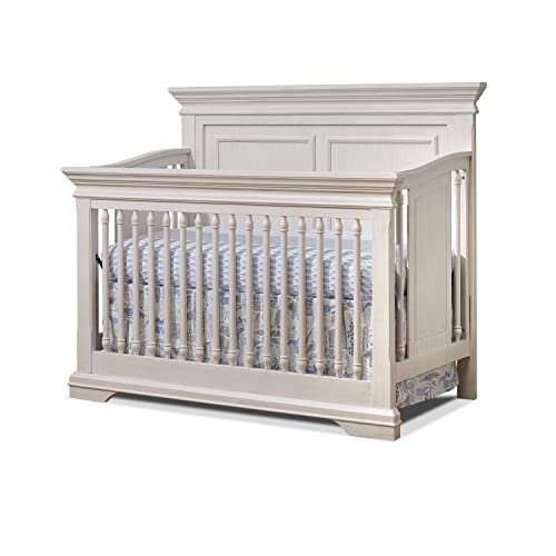 Sorelle Furniture Portofino Crib,Classic 4-In-1 Convertible Crib,Brushed Ivory Crib Made of Wood,Non-Toxic Finish, Wooden Baby Bed,Toddler Bed,Child’s Daybed and Full-Size Bed-Ivory