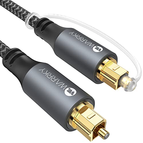 Warrky Optical Audio Cable, 6ft / 1.8m Optical Cable for Soundbar [Nylon Braided, Slim Metal Case, Gold-Plated Plug], Digital Optical Audio Cable Compatible with Samsung, Vizio, LG, Bose, Sony, Sonos
