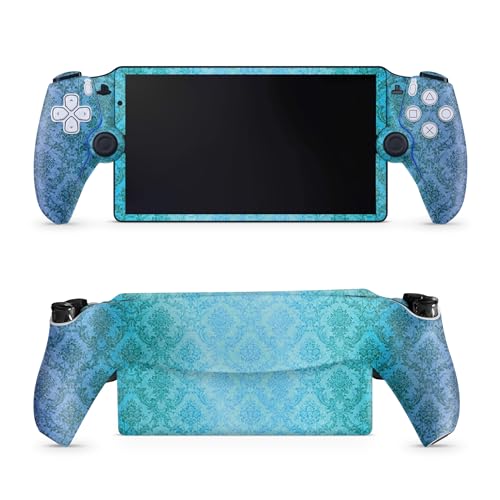 Glossy Glitter Gaming Skin Compatible with PS5 Portal Remote Player - Blue Vintage - Premium 3M Vinyl Protective Wrap Decal Cover - Easy to Apply | Crafted in The USA by MightySkins