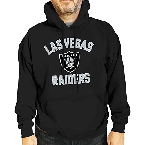 Team Fan Apparel NFL Adult Gameday Hooded Sweatshirt - Poly Fleece Cotton Blend - Stay Warm and Represent Your Team in Style (Las Vegas Raiders - Black, Adult XX-Large)