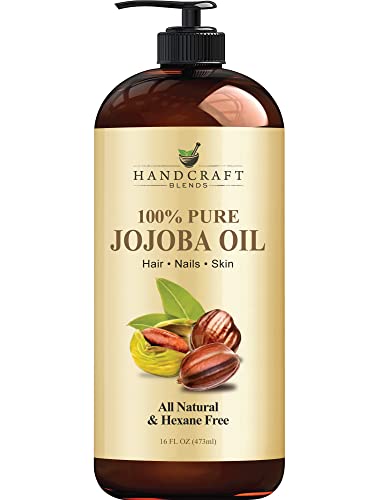 Handcraft Blends Jojoba Oil - 16 Fl Oz - 100% Pure and Natural - Premium Grade Oil for Skin and Hair - Anti-Aging Oil - Cold-Pressed and Hexane-Free