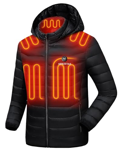 Venustas Heated Jacket with Battery Pack 7.4V (Unisex), Heated Coat for Women and Men with Detachable Hood