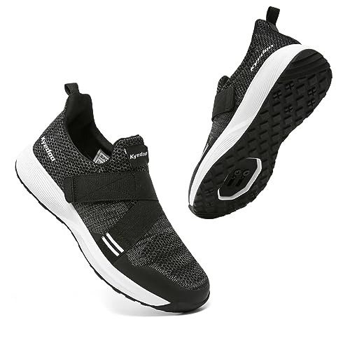 Kyedoo Men‘s Indoor Cycling Shoes Compatible with SPD Cleats, Comfortable Walkable Bike Shoes, Cleats Included M12 Black