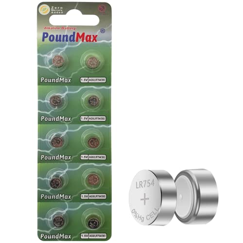 PoundMax AG5 LR754/393 Batteries 1.5v Alkaline Button Cell Battery - 10 Count