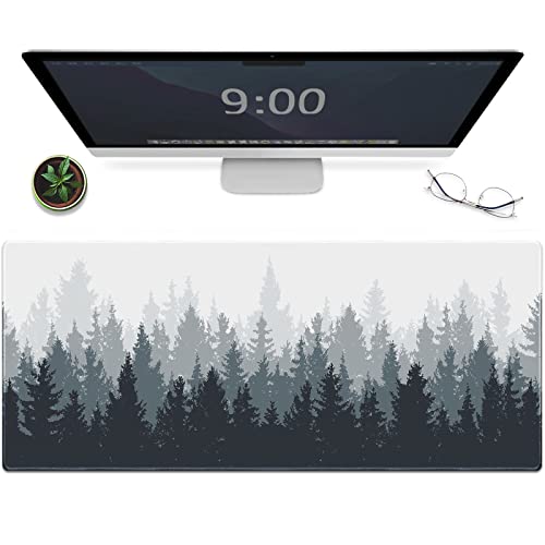 Galdas Gaming Mouse Mat Forest Background Pattern XXL XL Large Mouse Mat Long Extended Mouse Pad Desk Mat Non-Slip Rubber Mice Pads Stitched Edges Thin Pad (31.5 x 11.8 x 0.12 Inches) Tree