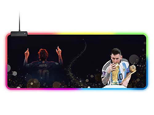 Champion World Cup RGB Soft Gaming Mouse Pad Large Oversized Glowing Led Extended Mousepad Non-Slip Rubber Base Computer Keyboard Pad Mat