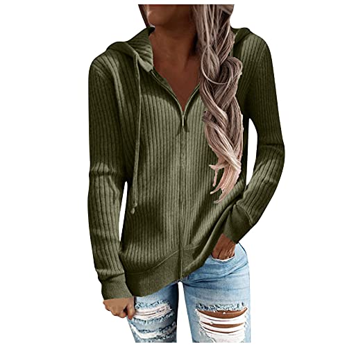 Women Hoodies Pullover,Festival Clothing For Women Pullover Hoodie Women Orange Tracksuit Long Sleeve Open Front Cardigans For Women Casual Knit Zip Up Hooded Outwear (Army Green #1,3X-Large)