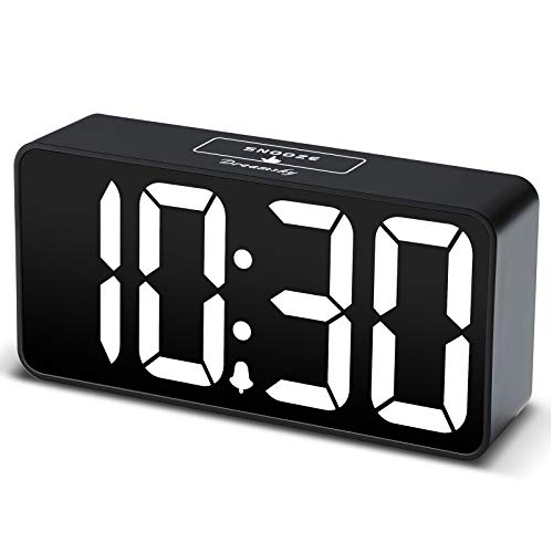 DreamSky Small Digital Alarm Clock for Bederoom, Large Big Numbers Display with Brightness Dimmer, Electric Bedside Desk Clock with USB Charging Port, Adjustable Alarm Volume, 12/24Hr, Snooze