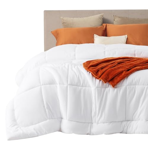 Bedsure Comforter Duvet Insert - Quilted Comforters King Size, All Season Duvet, Down Alternative Bedding Comforter with Corner Tabs(White,King 90'x102')