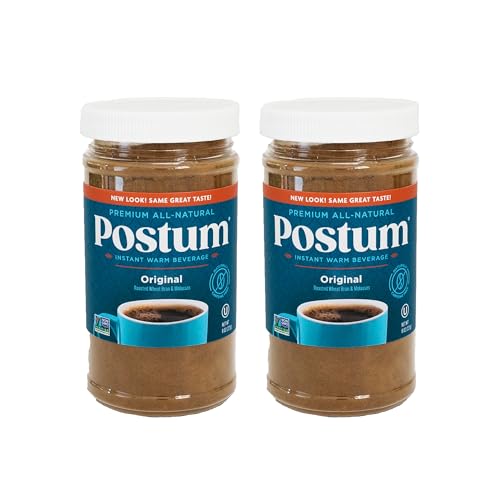 Postum Wheat Bran & Molasses Coffee Substitute - Natural Blend Coffee Alternative (2 x 8oz) - Tasty, Rich, Healthy Coffee Alternative Caffeine Free for Breakfast, Gourmet & Pantry Pack