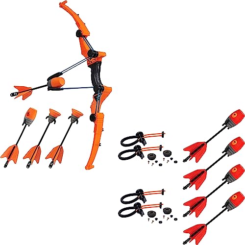 Zing Air Storm Z-Tek Bow Pack - 1 Orange Bow, 2 Orange Zonic Whistle Arrows and 2 Orange Suction Cup Arrows + Zing Z Tek Bow Bungee Replacements and Arrow Refill Pack