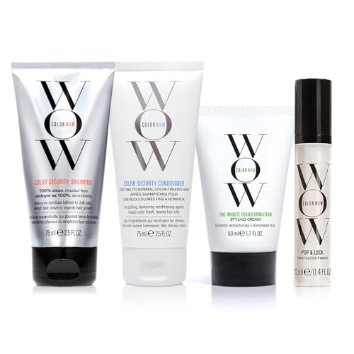 COLOR WOW Quick Frizz Fixes! Travel Kit Includes Shampoo, Conditioner, One Minute Transformation Styling Cream, Pop & Lock Frizz Control and Glossing Serum. The ultimate in frizz control.