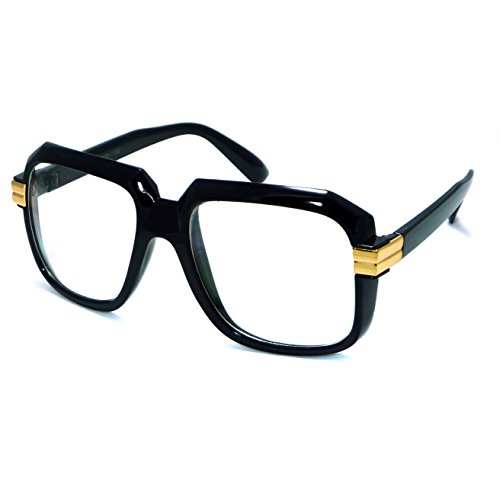 moda MLC Eyewear Legendary Retro Large Square Black Frame Clear Lens Eye Glasses