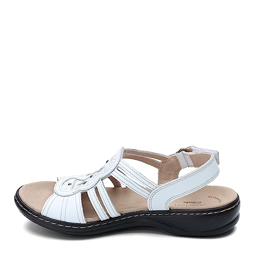 Clarks womens Leisa Janna Sandal, White Leather, 8 US