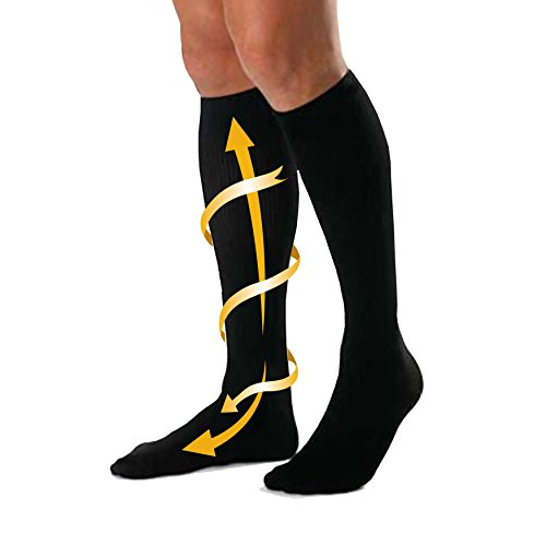 CABEAU Bamboo Compression Socks - Travel/Home, Help Swelling/Blood Flow, Black, Large