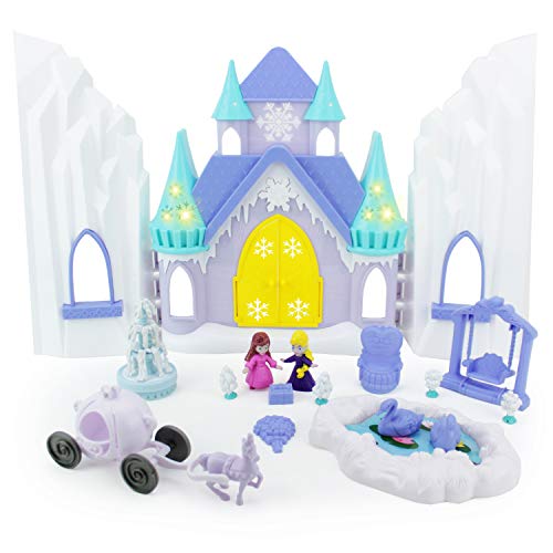 Boley Ice Castle Princess Dollhouse - 26 Piece Doll House Toy Playset with Large Light and Sound Castle, Little Princesses, Palace Furniture and Frozen Kingdom Garden for Little Girls