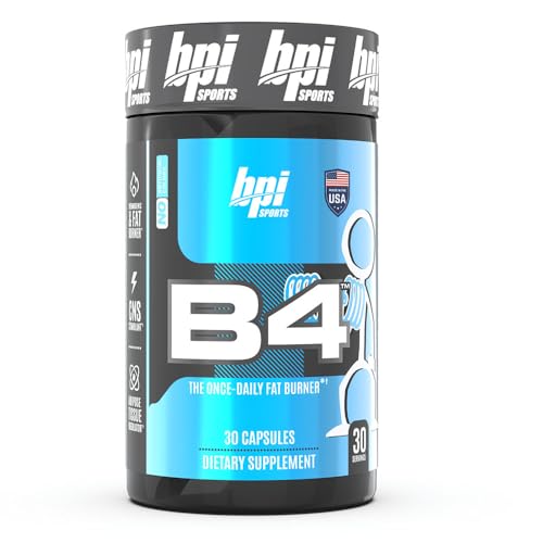 BPI Sports B4 – Extra-Strength Fat Burner – Keto-Friendly – Appetite Suppressant – Caffeine, Niacin, Quercetin, Yohimbine – 30 Servings – 710mg