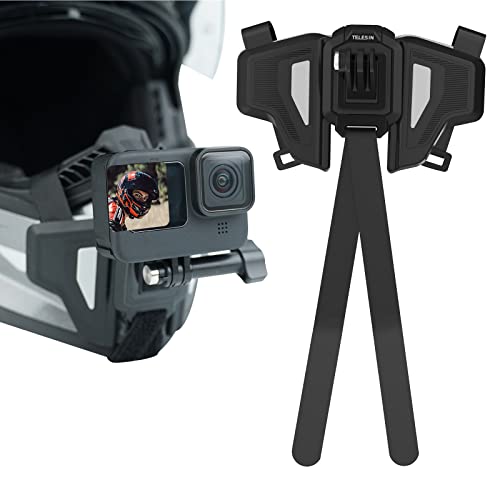 Helmet Chin Mount, Motorcycle Dirt Bike Bicycle Strap Holder Clamp Quick Release Mounts Accessories for GoPro Max Hero 12 11 10 9 8 7 6 5 Insta360 X3 GO3 Ace Pro DJI Action 3 4 Osmo Pocket 3